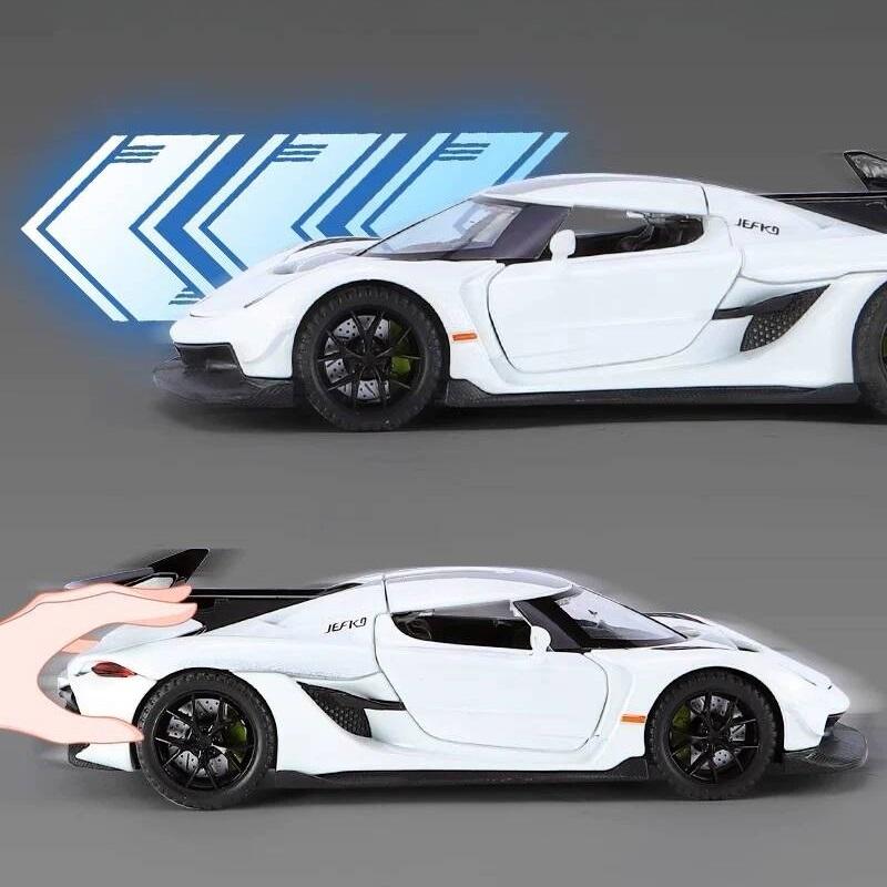 Koenigsegg Jesko Attack Supercar Simulation Diecast & Toy Vehicles Sounds & Light Pull Back Car 1:32 Alloy Model Gifts For Children