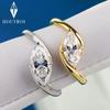 East West 1/2CT Marquise Cut Moissanite Ring for Women  Copper18K Gold Plated Bypass Solitaire Diamond Wedding Band Jewelry