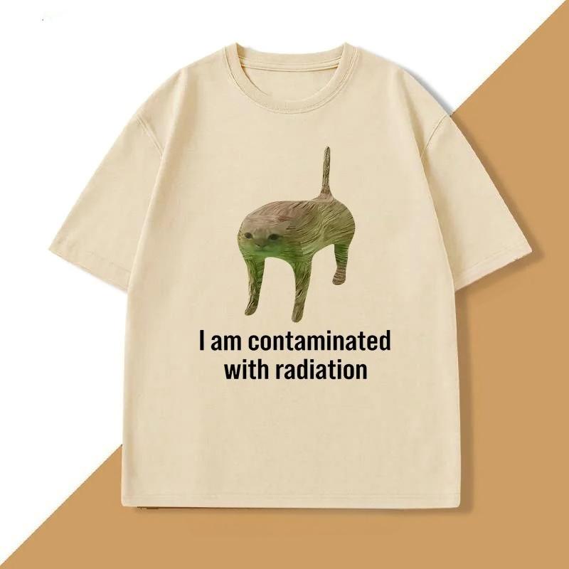 

I Am Contaminated Funny Cat Meme T Shirt Women Tee Weirdcore Clothing Unhinged TShirt Casual Short Sleeve Tees Top Personality S