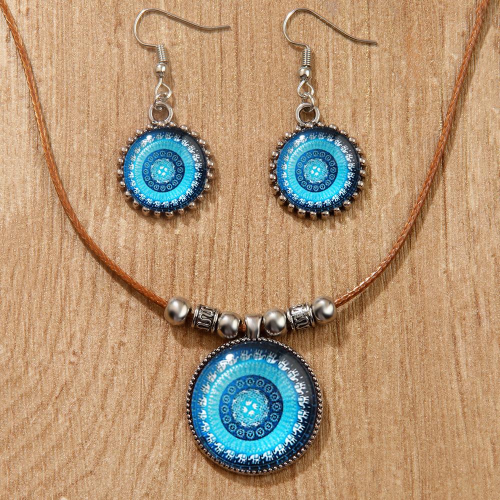 

Стеклянное ожерелье Boho Evil Eyes Rope для женщин и мужчин, цветное ретро-цветочное турецкое ожерелье Lucky Eye, цепочка для ключицы синий