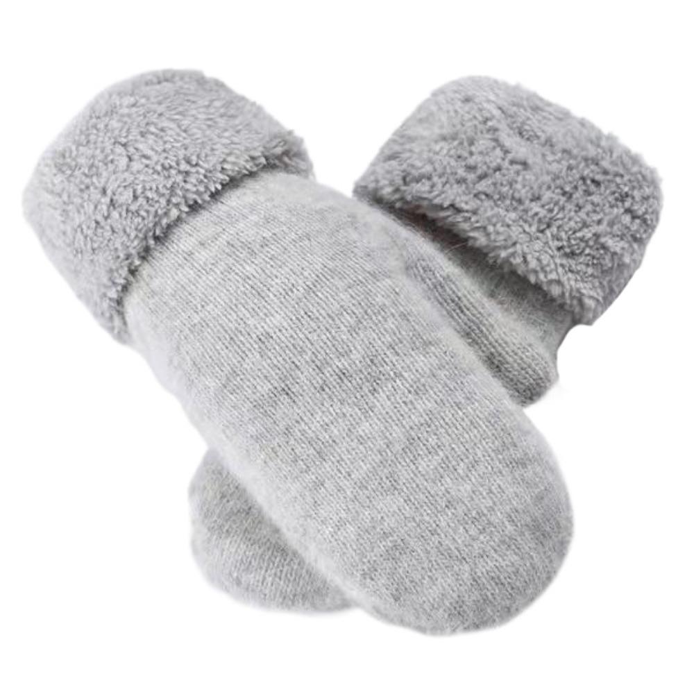 Kaschmir-ähnliche Fäustlinge für alle Finger Einfarbig Pelz Gestrickte Handschuhe Winterhandschuhe Damen Mädchen