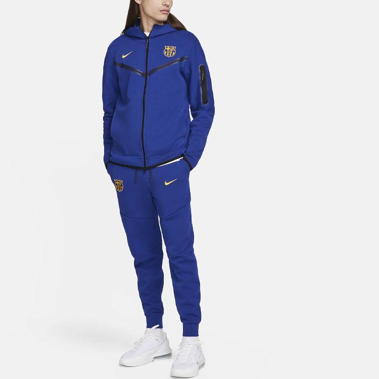 Nike FC Barcelona Tech Fleece Logo Embroidered Jogger Football Knit Pants Men Pants Dark-Blue FJ5632-455