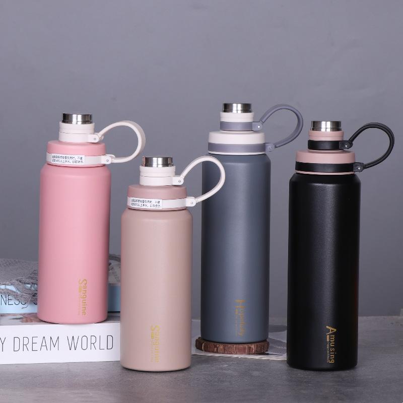 New Fashion Grid Straw Sports Cup Stainless Steel Outdoor Sports Portable Sling Cup