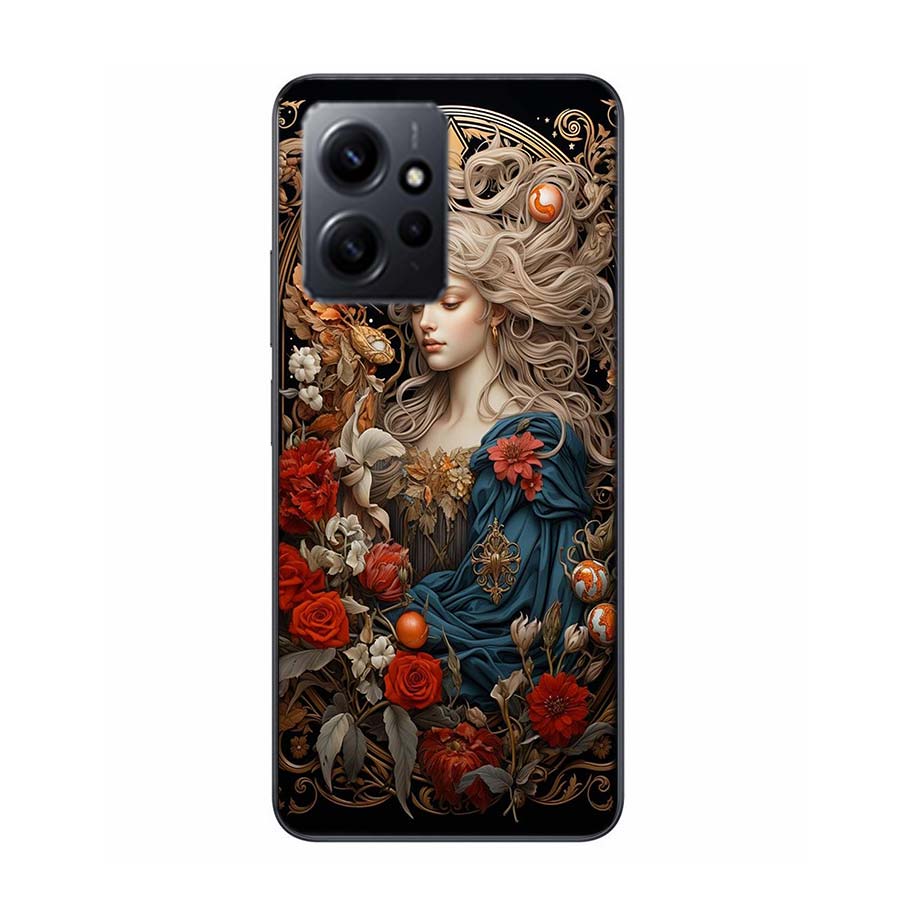 Exquisite Women's Loish Style Flowers Phone Case For Redmi 12 13C 12C 15C 9 10 10C Note 13 Pro Plus 14 15 Pro 9T 9C 9A TPU Soft