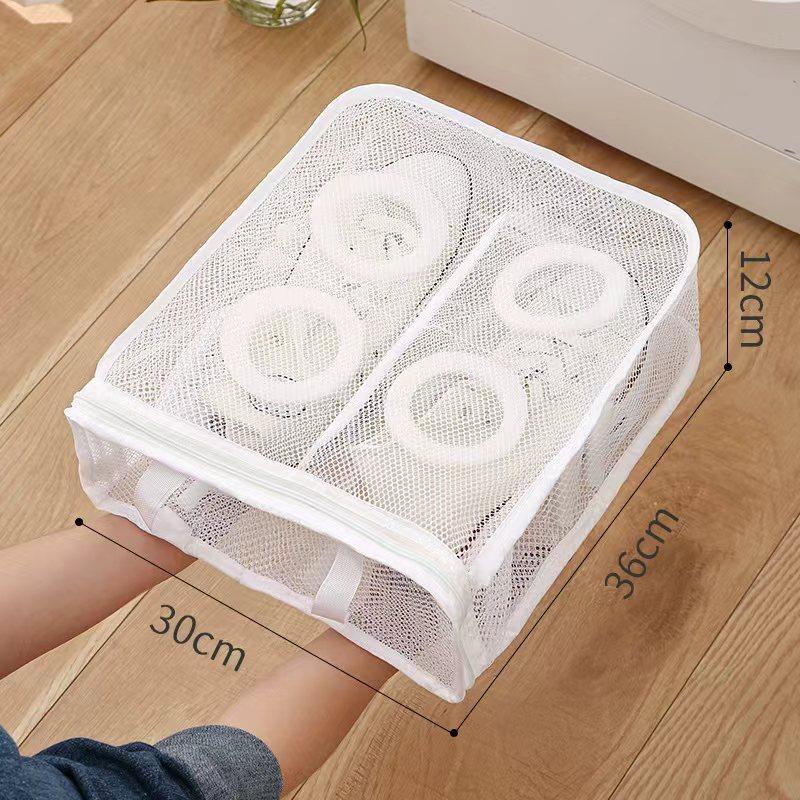 1pc Reusable Mesh 1pc Portable Shoe Washing Bag - Travel Storage Zipper Bag - Keep Shoes and Underwear Clean and Fresh