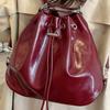 Burgun-red High-quality Feeling Solid Color Pleated Bucket Bag Women With Large Capacity Commuting Women's Cross-body Trend