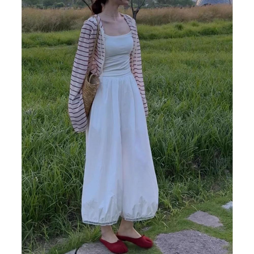 

Women s Quick-Drying White Wide-Leg Cropped Lantern Pants - Summer 2026 Style Extra Large белый