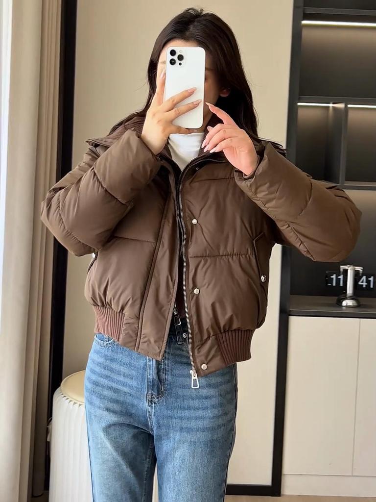 Fashion Winter Coat Female Short Parkas Long Sleeve Loose Thick Warm Women's Jackets