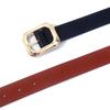 Women's Trendy PU Leather Belt with Square Gold Buckle