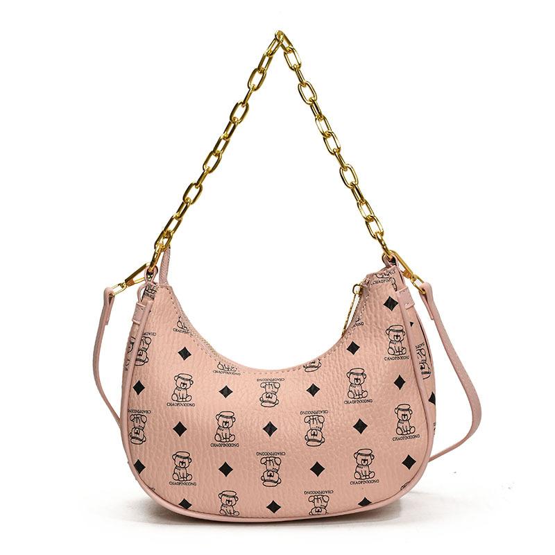 Women's bag new shoulder messenger women's bag fashionable versatile small square bag bear crescent bag