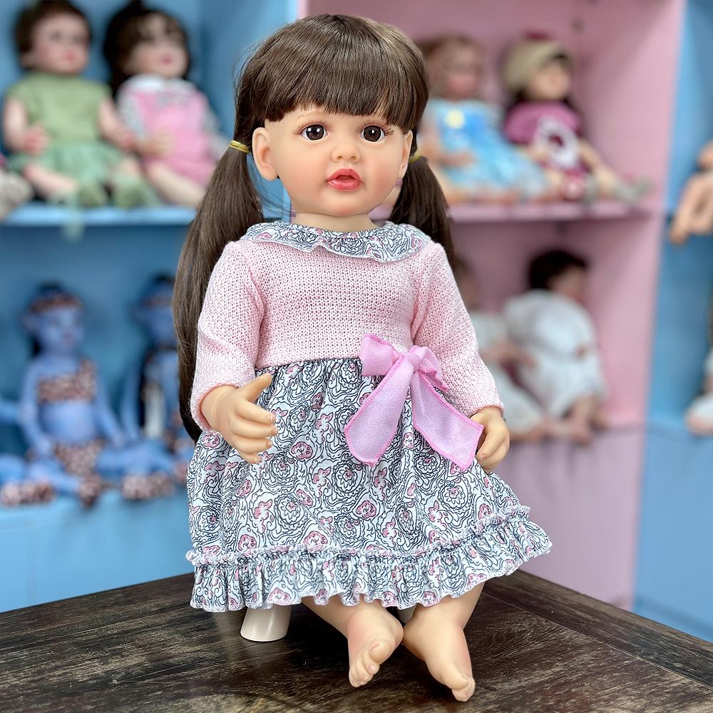 

55 см моющаяся реалистичная мягкая ручная роспись имитация куклы реборн дети сопровождают игровую куклу Girl