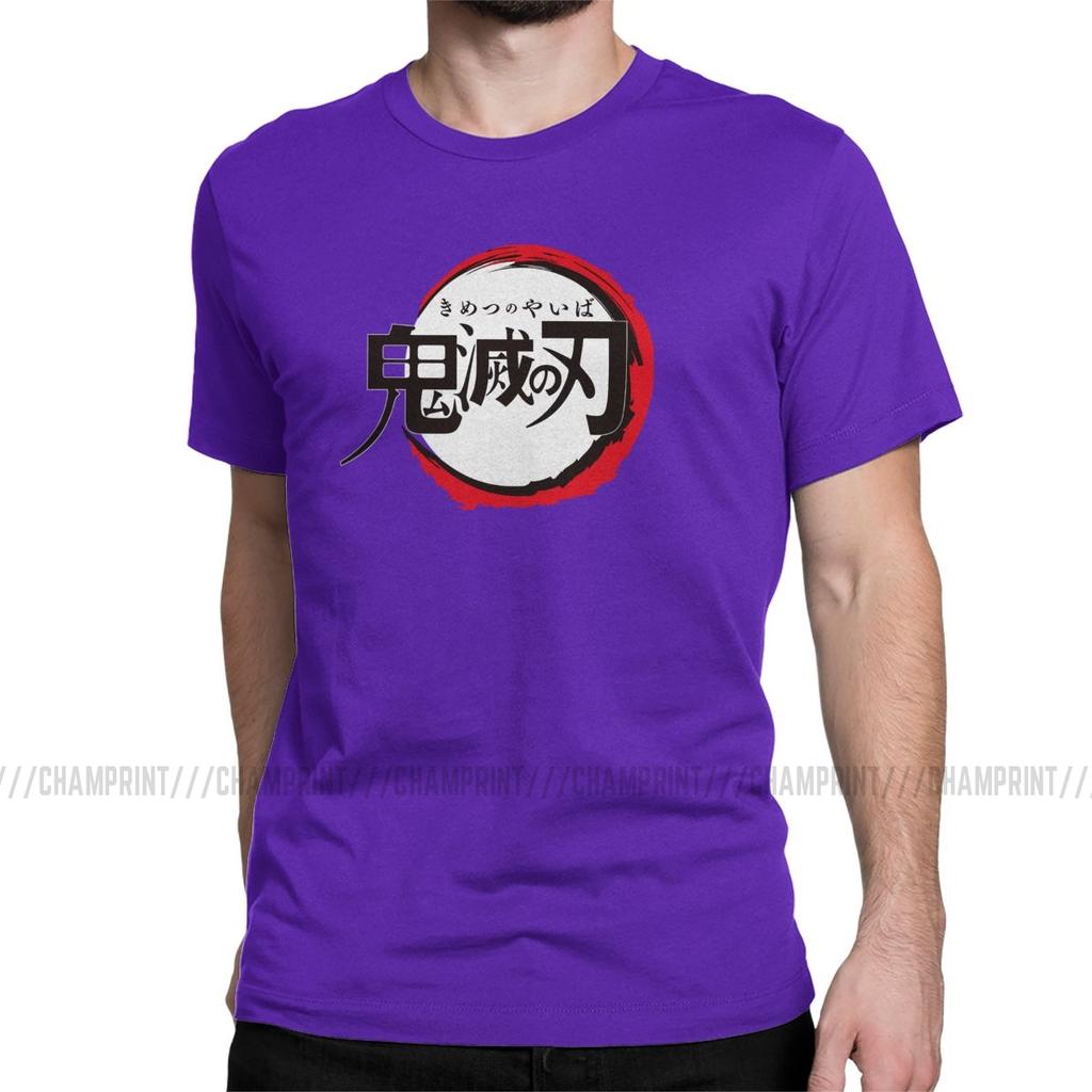 Vintage Demon Slayer Anime T Shirt Men Round Collar 100 Cotton T Shirt Short Sleeve Tees