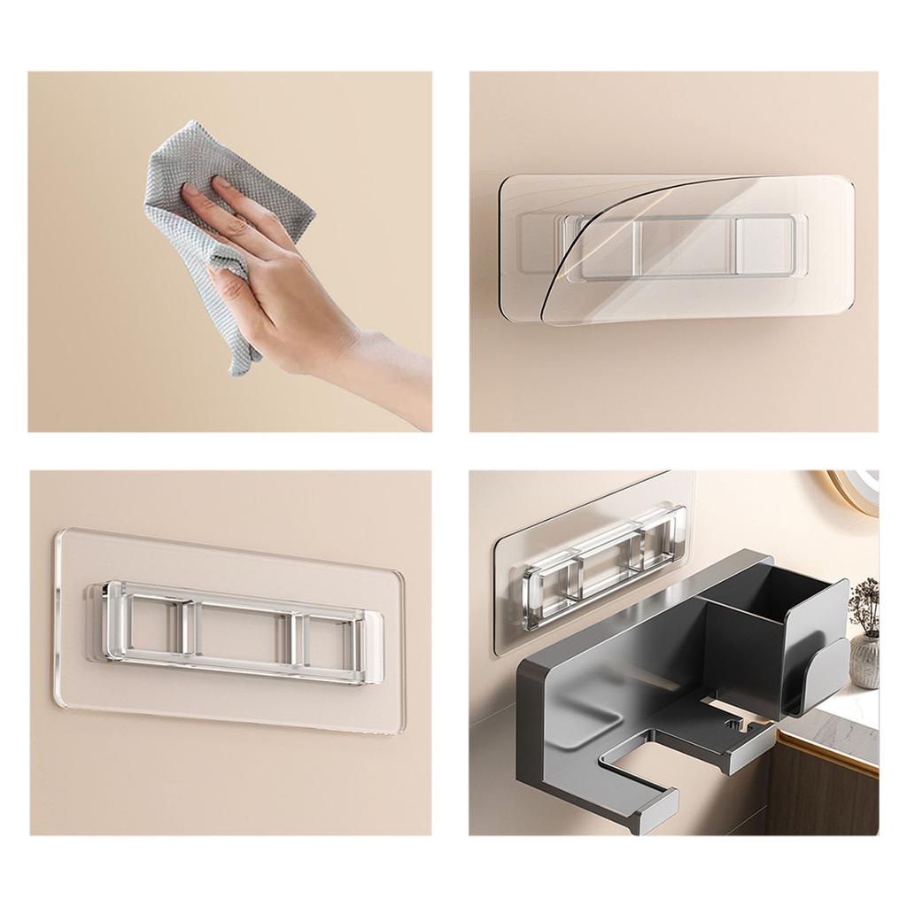 Hair Dryer Holder Water Proof ABS Wall Mounted Adhesive Blow Dryer Rack for Combs Hairpins Hair Dryer Nozzles