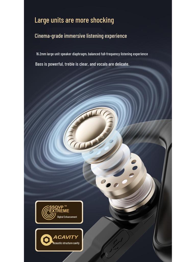 6.0 True Wireless Bluetooth Ear Hook Earphones - Noise Cancelling, Ultra-Long Standby, Single Ear