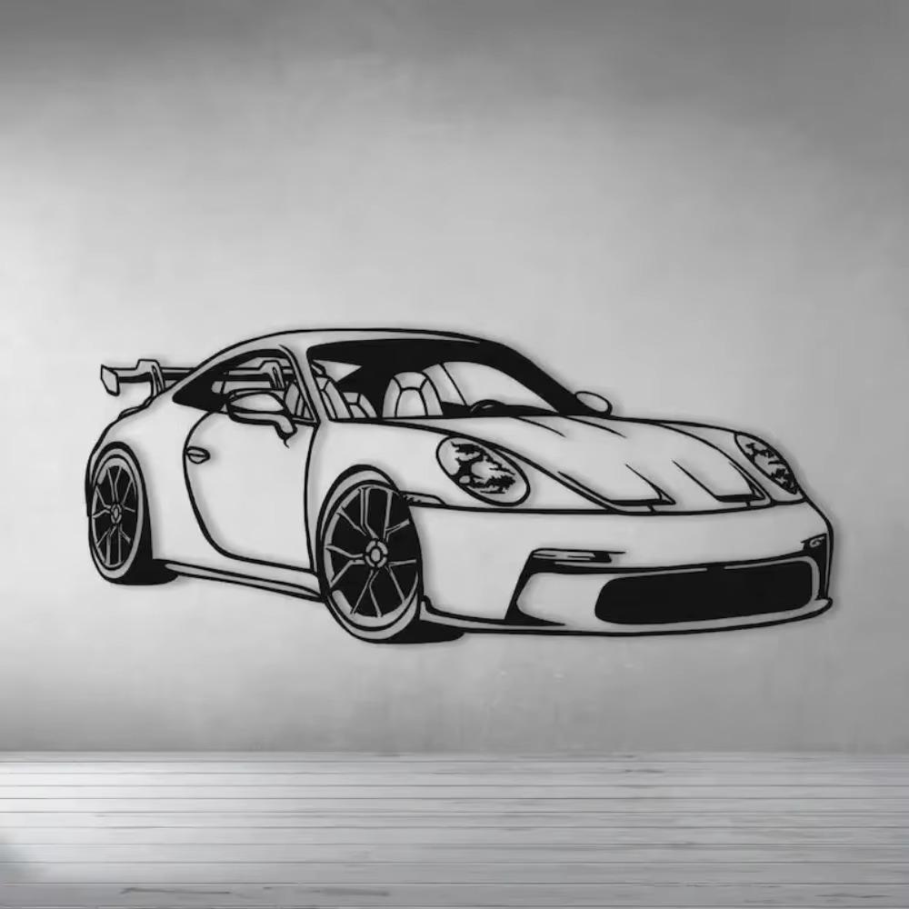 Metal Wall Art 911 Front Metal Car Silhouette Wall Art Perfect for Metal Wall Art Decor and Gift for Car Lovers and Enthusiasts