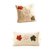 Thanksgiving Pillow Cover Maple Leaf Embroidered Plush Cushion Cover with Concealed Zippers for Indoor Decors Home
