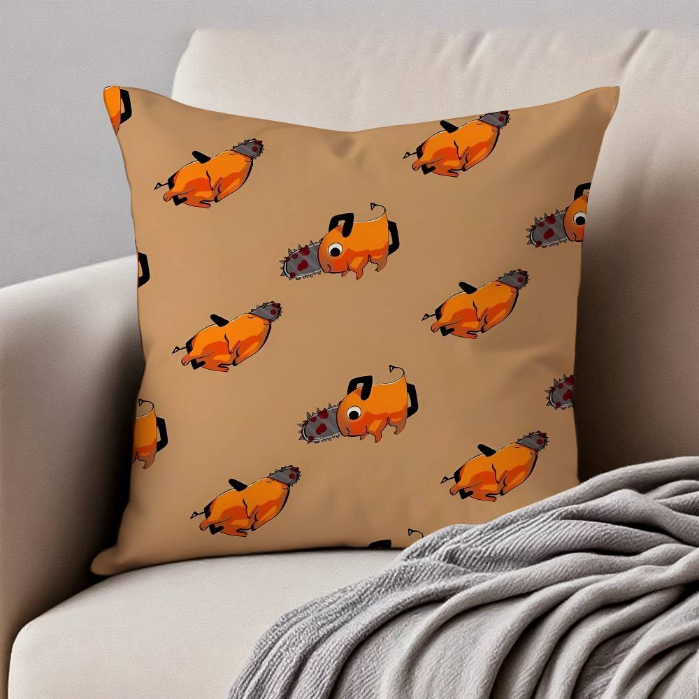 

Aniem Chainsaw Man P-Pochita Pillow Case Anti-dustmite Pillowcase Invisible Zipper Silky Short Plush Sofa Cushion Cover 12x12Inch