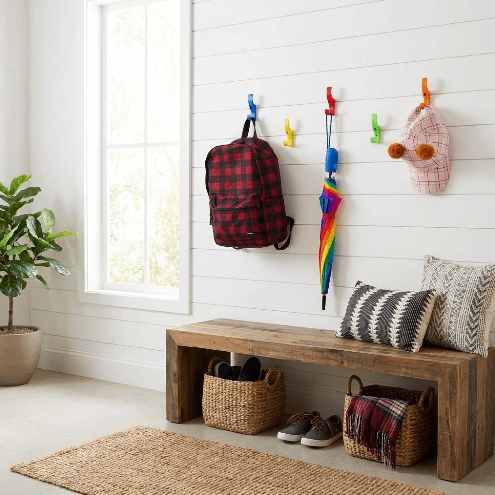 7Pcs Screw Installation Colorful Wall Hook Strong Bearing Waterproof Hanging Clothes Hook Moisture-proof Wall Mounted Hook