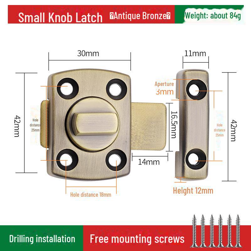 No-Drill Anti-Theft Door Latch Lock for Bathroom
