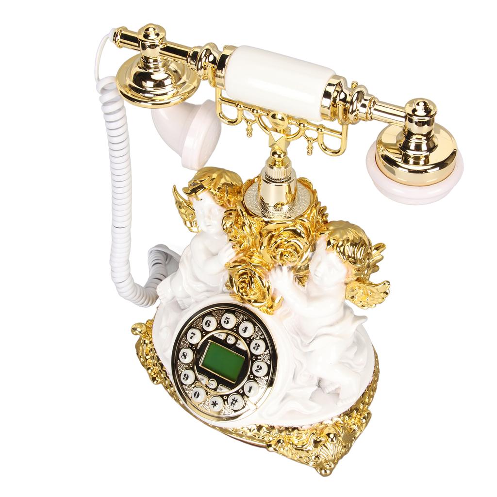 Retro Landline Phone with LCD Display Old Fashioned Antique Vintage Telephone with Push Button for Home Decor Office