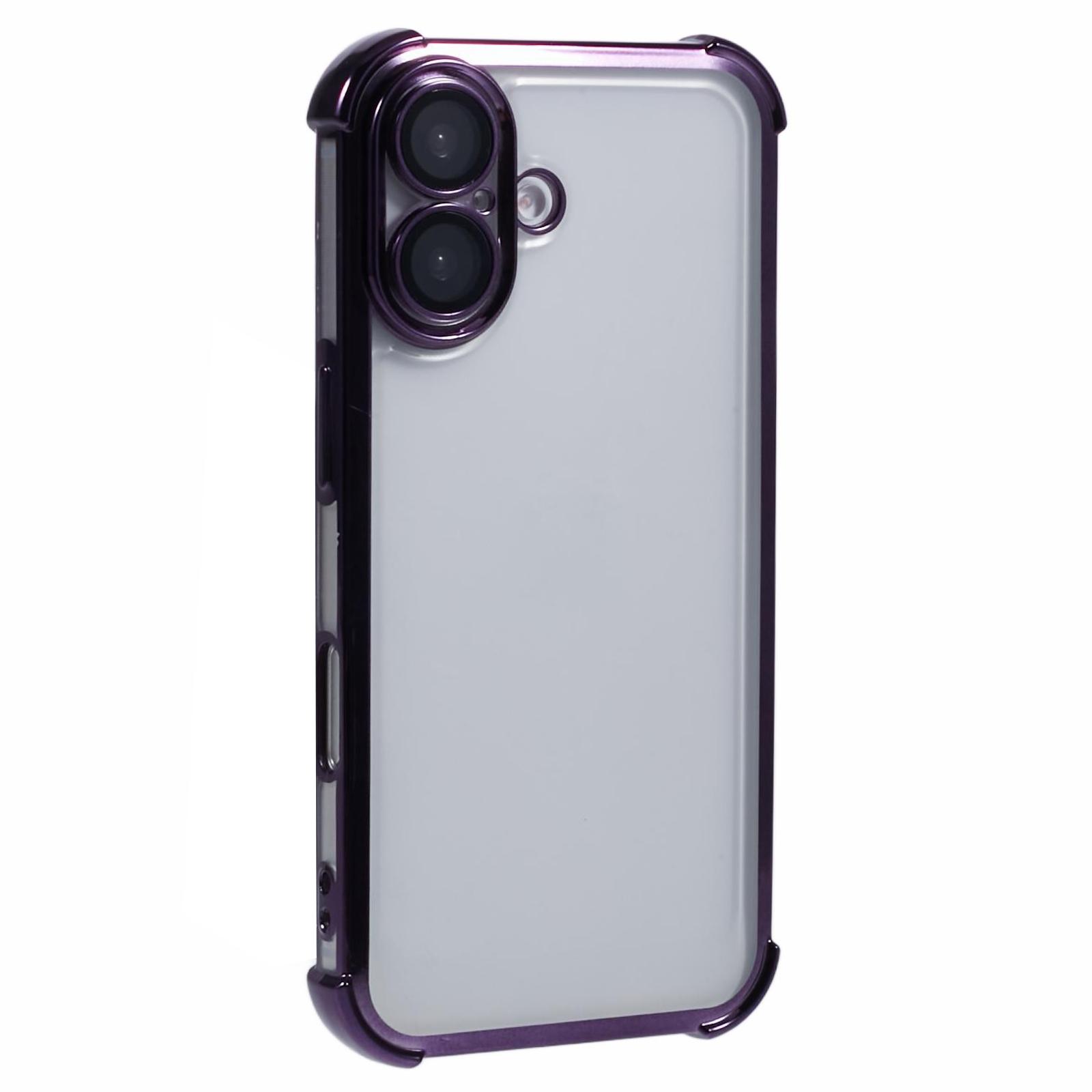 For iPhone 16 Case Electroplating Clear TPU Phone Cover with Lens Film F