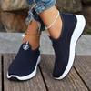 Women's Solid Color Platform Sneakers, Breathable Knit Slip On Outdoor Shoes, Comfortable Low Top Sport Shoes