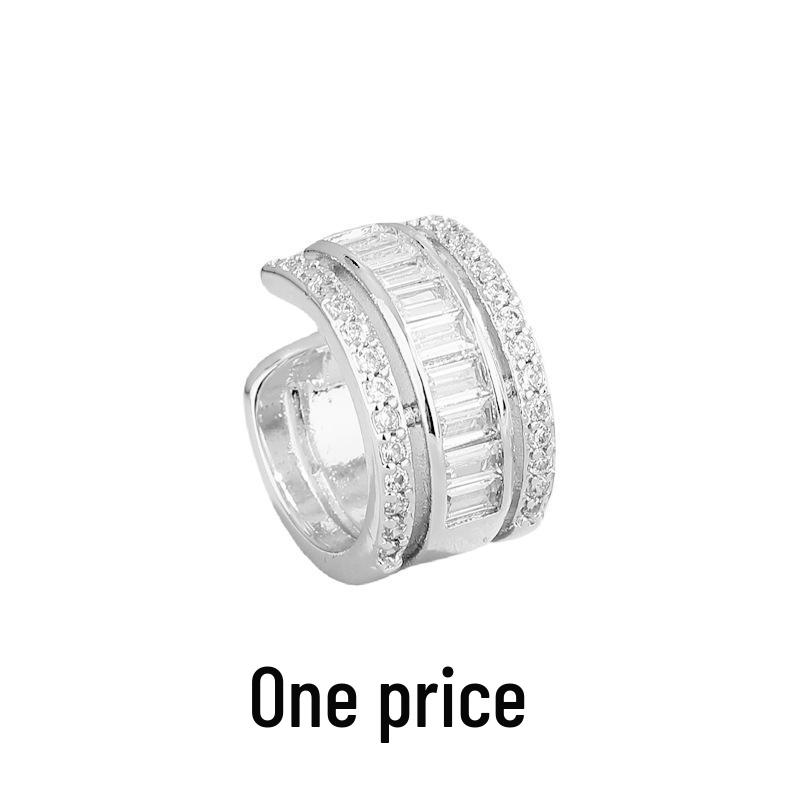 Zirkonia Doppel-Schicht Strass-Kreuz-Kette Ohne-Piercing Stern Ohr-Manschette für Damen