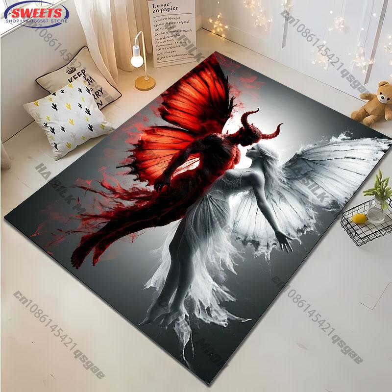 Celestial Angel and Demon Themed Rug for Modern Spaces carpet for home sofa bedroom, gift mat