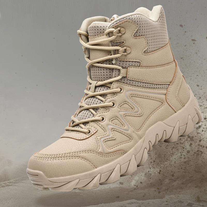 Modă Bărbați Cizme Tactice cu Șireturi Cizmă Militară Armată Unisex Pantof de Lucru Drumeție Deșert Impermeabil Marcă Pantof de Alpinism Mărime Gleznă Bărbați Plus