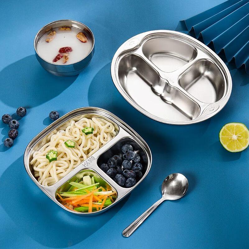Kids' Stainless Steel Divided Dinner Plate Set