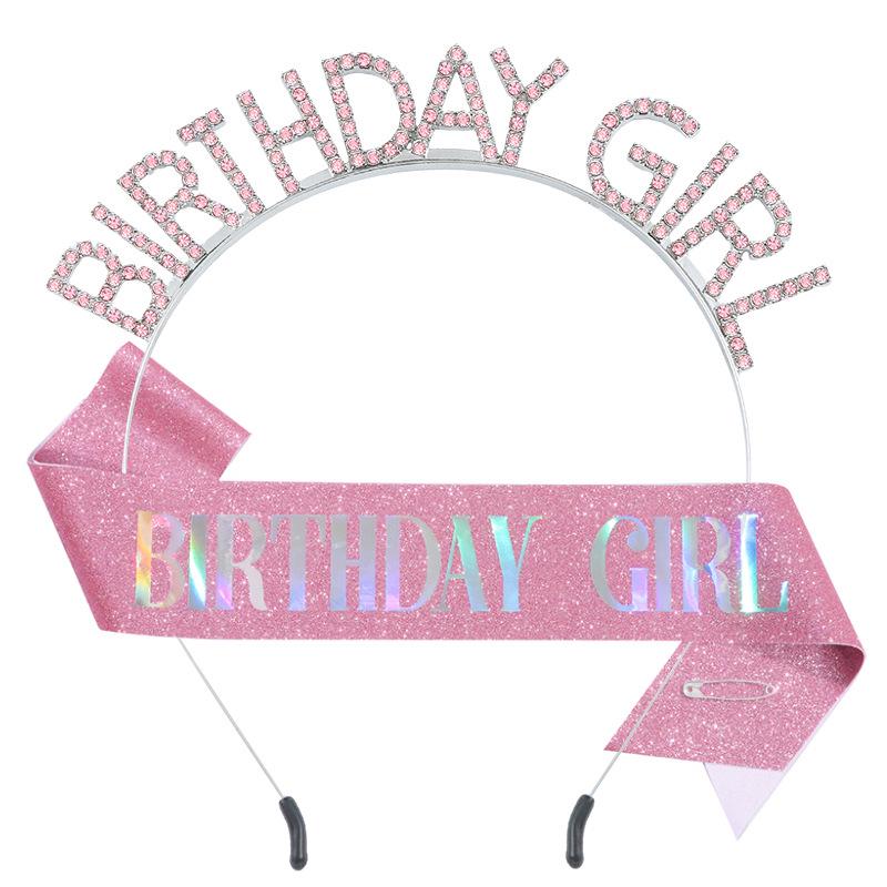 Birthday Girl Rhinestone Headband & Sash Set – Perfect Party Gift & Decoration