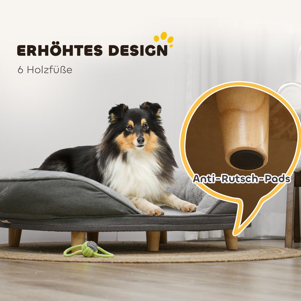 Dog Bed for Dogs Up to 25 kg, Removable Cover, Non-Slip Feet, 90 x 78 x 25 cm, Gray