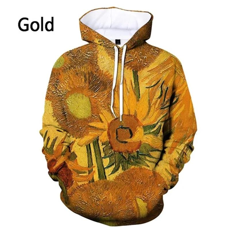 3D Printed Van Gogh Art Oil Painting Graphic Hoodie For Men Women Casual Loose Oversized Pullover Sweatshirt Mens Felpa Uomo
