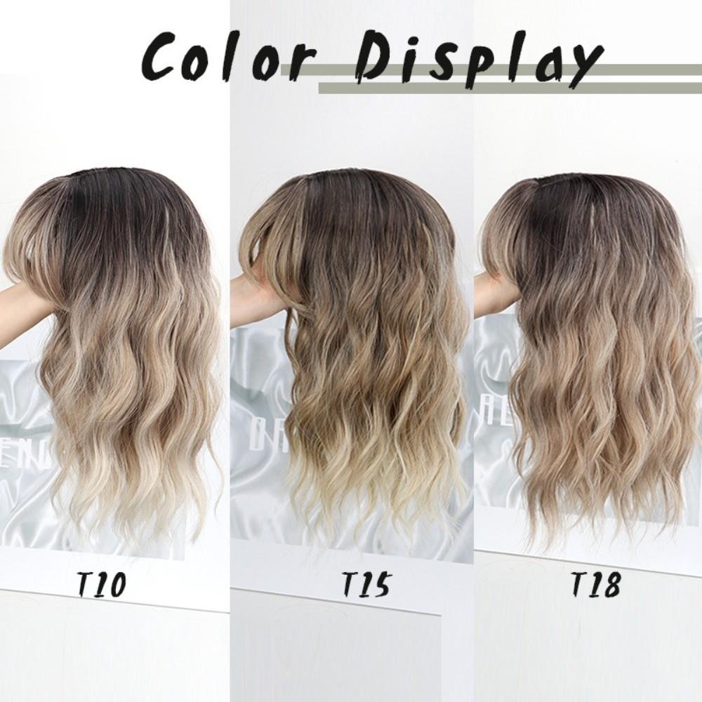 Natural Short Wavy Wig Gradient Clip-In Bangs Extension for Added Volume, Coverage, And Blend
