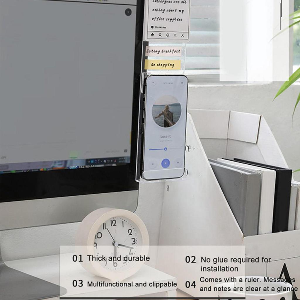 Screen Message Memo Board for Sticky Note Transparent Name Card Phone Holder Keeps Stationery Tidy Suitable for Office Desks Home Study Desktop