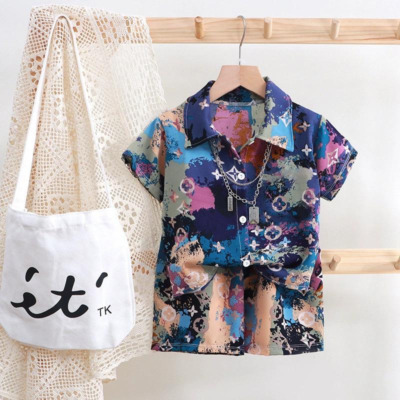 2PC Summer Baby Boys Clothes Set Children Boys Cartoon T-shirts + Shorts Beach Outfits Kids Boys Tracksuits Vacation Suits