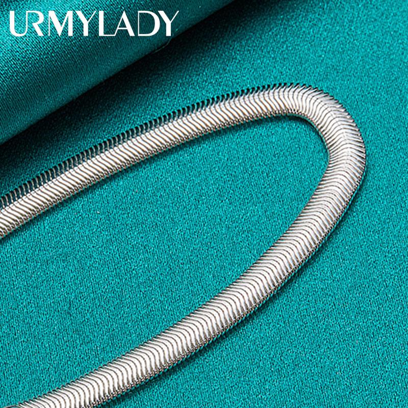 925 Sterling Silver 6mm Flat Snake Chain Bracelet For Women Man Charm Fashion Jewelry MB080