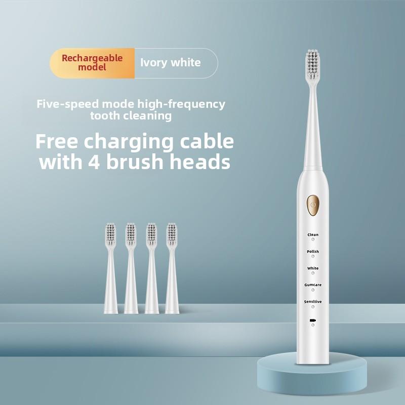 

Электрическая зубная щетка, перезаряжаемая мужская и женская зубная щетка для взрослых, автоматическая мягкая водонепроницаемая зубная щетка для пар 4 brush heads