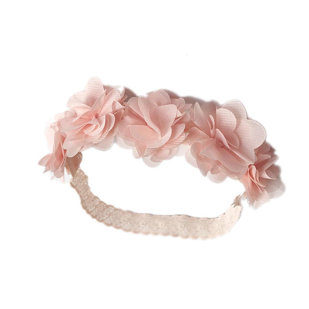 Children Newborn Toddler Baby Flower Headband Pink Ribbon Hair Bands Handmade DIY Headwear Head accessories