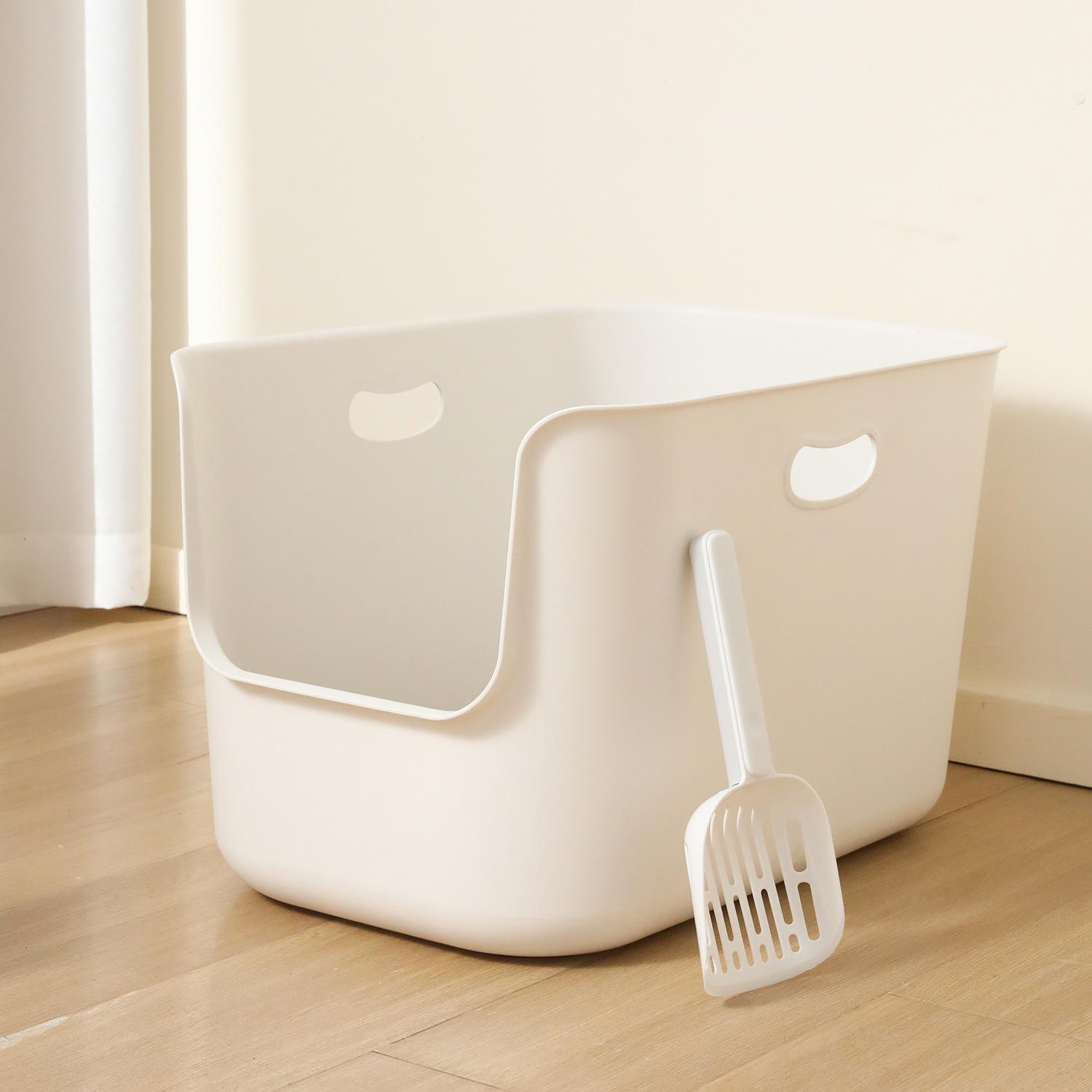 Large Open Cat Litter Box Extra Large High Sided Anti Scatter Deep Thickened Cat Toilet Easy Clean Big Cat Litter Pan Pet