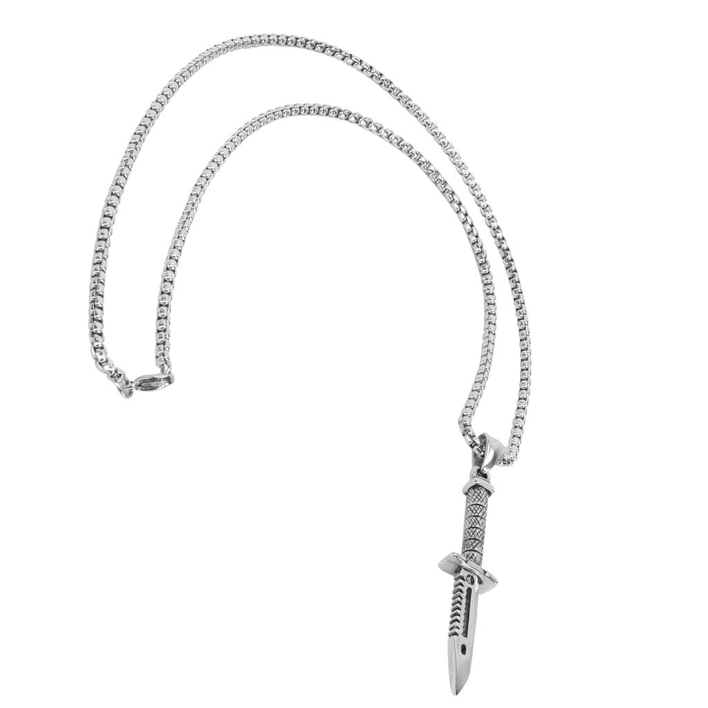 Men Knife Pendant Necklace Fashionable Male Jewelry Necklace Gift Clothes AccessorySteel Color
