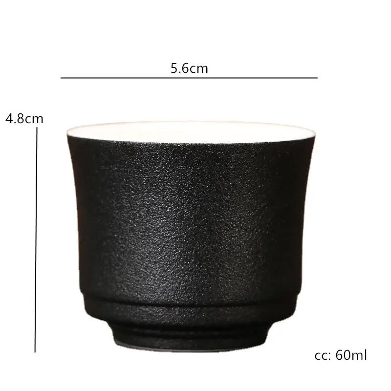 

60/80ml Black Ceramic Teacup Handmade Porcelain Tea Cup Custom Tea Accessories Home Master Cup Portable Tea Set Meditation Cup 200ml