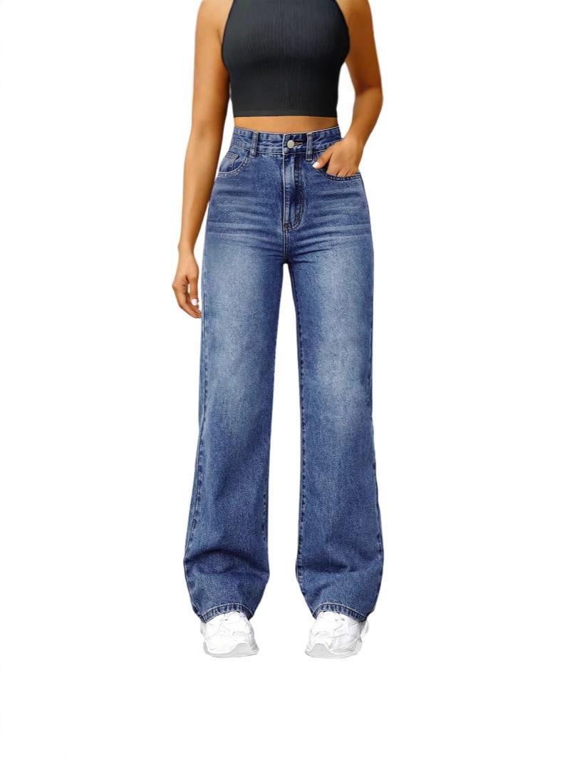 

Женские стрейчевые джинсы прямого кроя с расклешением от колена Extra Large чёрный