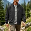 Men's Spring Fall Stand Collar Cargo Jacket, Loose Fit Windproof Streetwear Running Jacket