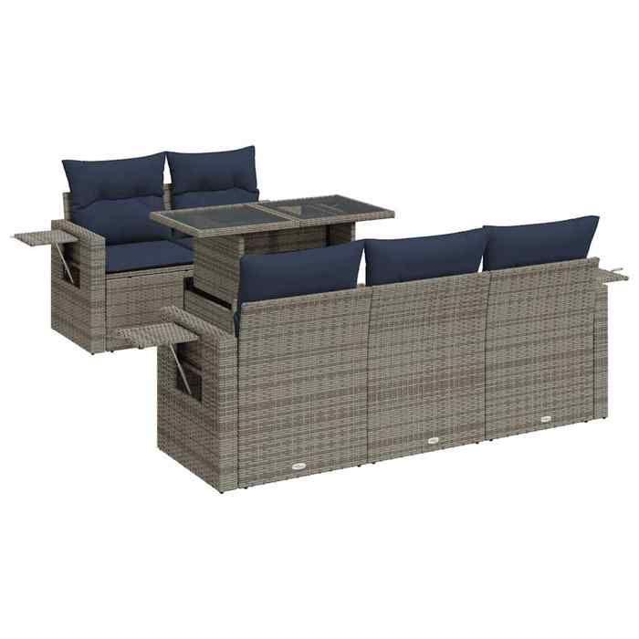 VidaXL Garden Lounge Set 6 Pcs with Grey Cushions Wicker, Outdoor Sofa Set, Garden Furniture 3326412