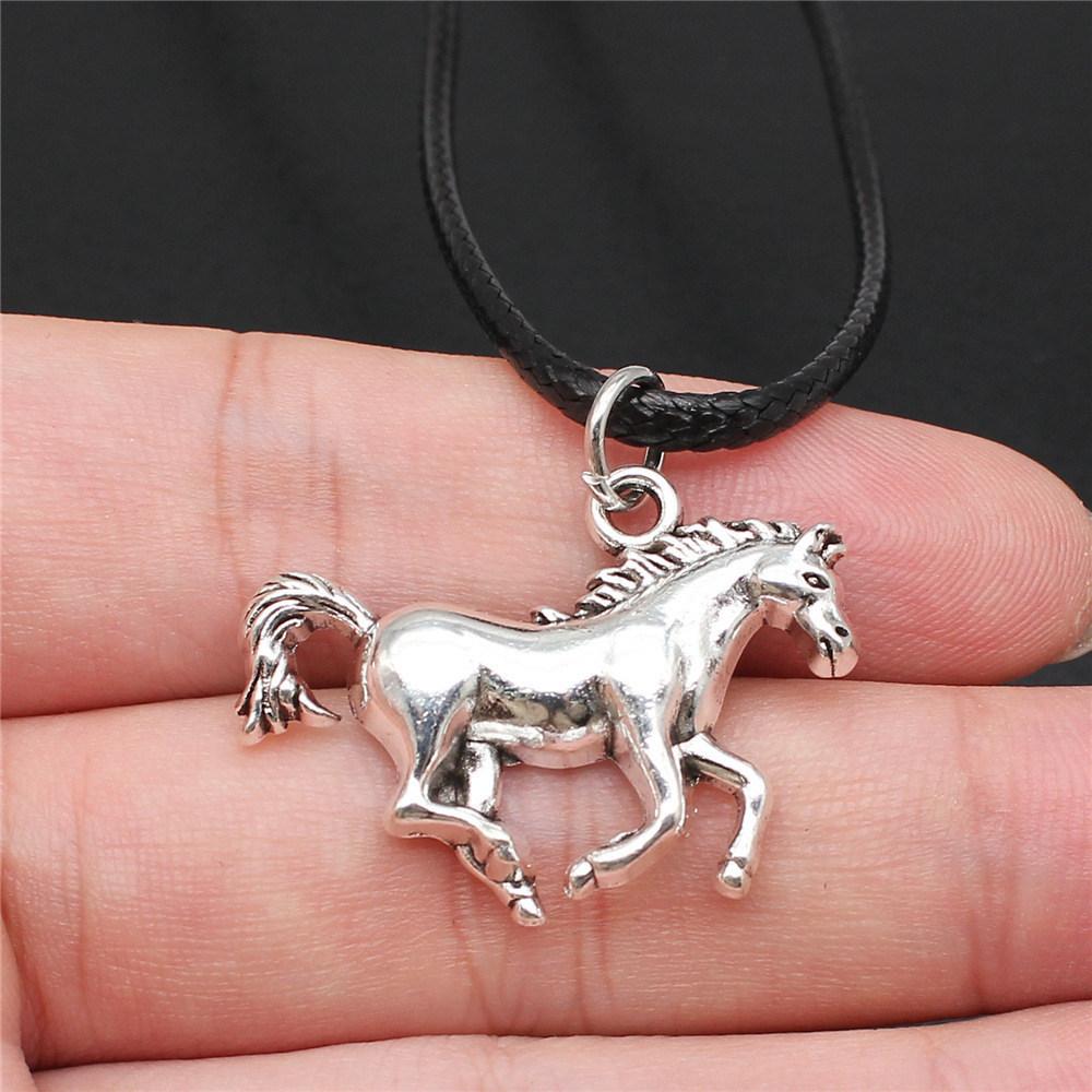 45cm Necklace Leather Chain Big Elephant And Horse Wedding Jewelry Findings QN027