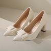 Fashion Spring Autumn Pumps for Women Pointed Toe Solid Elegant Women Shoes Fashion Leather Chunky High Heeld Female Dress Party Shoes