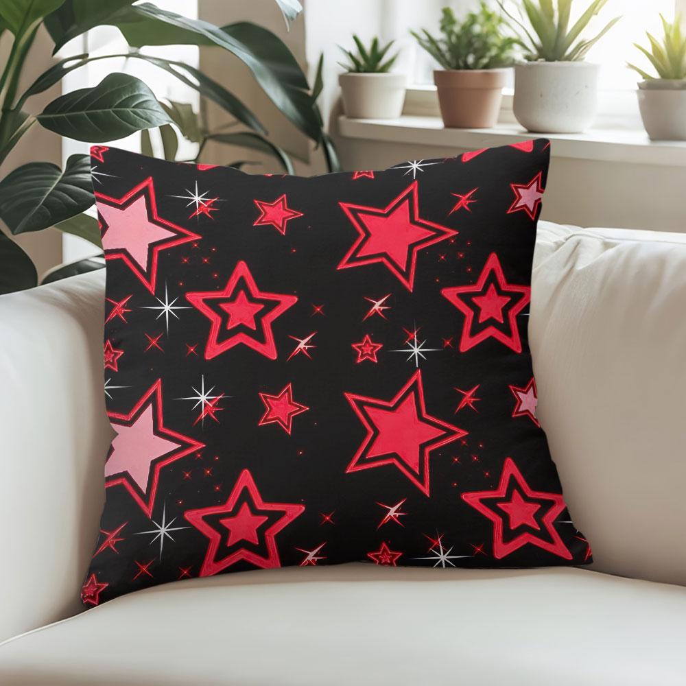 Red Star square Jacquard Pillow Cover for Sofa Office Waist Cushion Cover Home Decorative Pillowcase