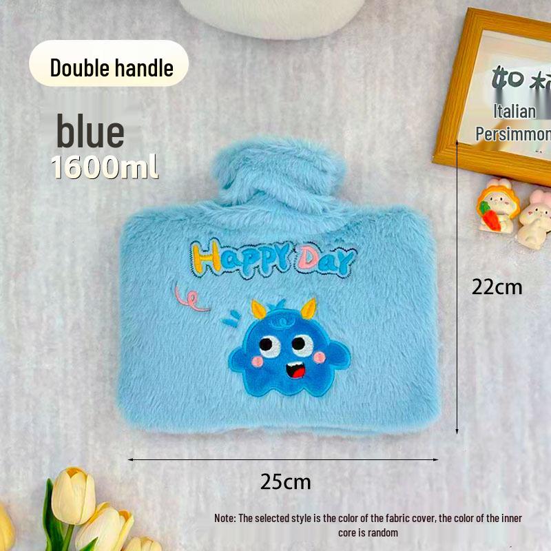 Large Capacity Cartoon Plush Hot Water Bottle with Removable Washable Cover for Stomach and Waist