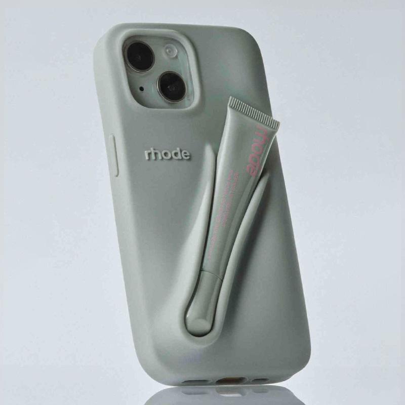 INS DIY Rhode New Color Lipstick Silicone Phone Case For iPhone 16 15 14 13 12 11 Pro Max Plus Lip Gloss Holder Skin Feel Cover